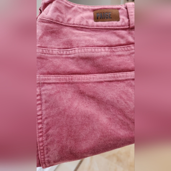 PAIGE Velvet high waist twisted seam slit jeans. Size 26. Color Pink - Picture 2 of 7